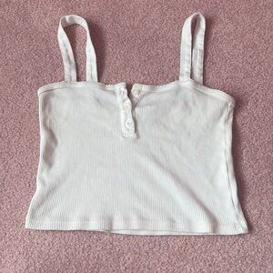 Brandy Melville White Tank Top with Buttons